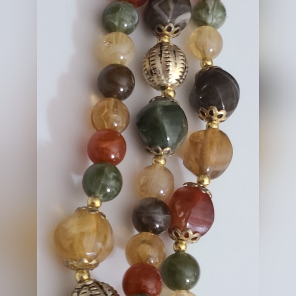 Vintage BEAUTIFUL necklace brooch lisner lucite 3 strand 18" estate beaded vtg - Picture 6 of 12